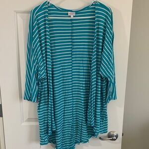 LuLaRoe Teal and White Striped Top